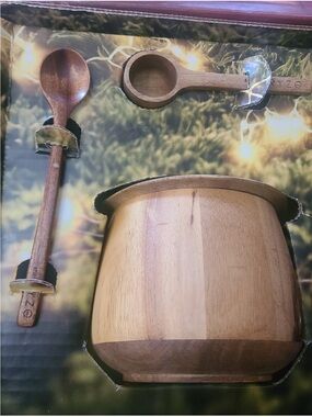 NEW RYZE Acacia Wood Storage Jar with Scoop & Spoon Set